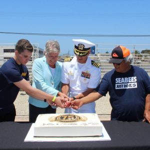 cutting seabee cake
