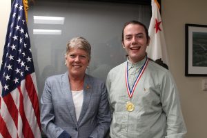 Bronwley Presents the Congressional Award Gold Medal to Mark Hanson of Oxnard